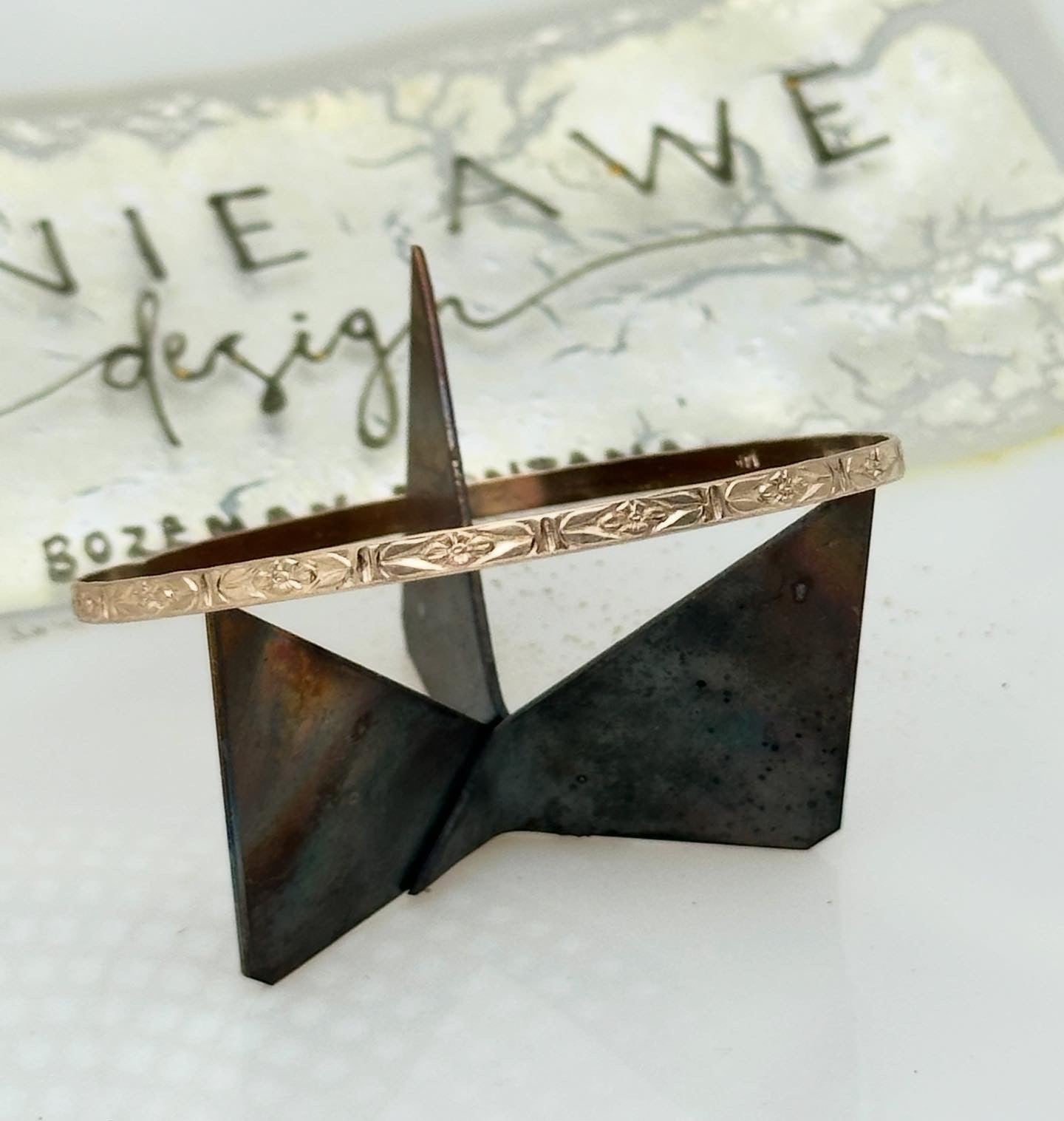 14k floral bangle