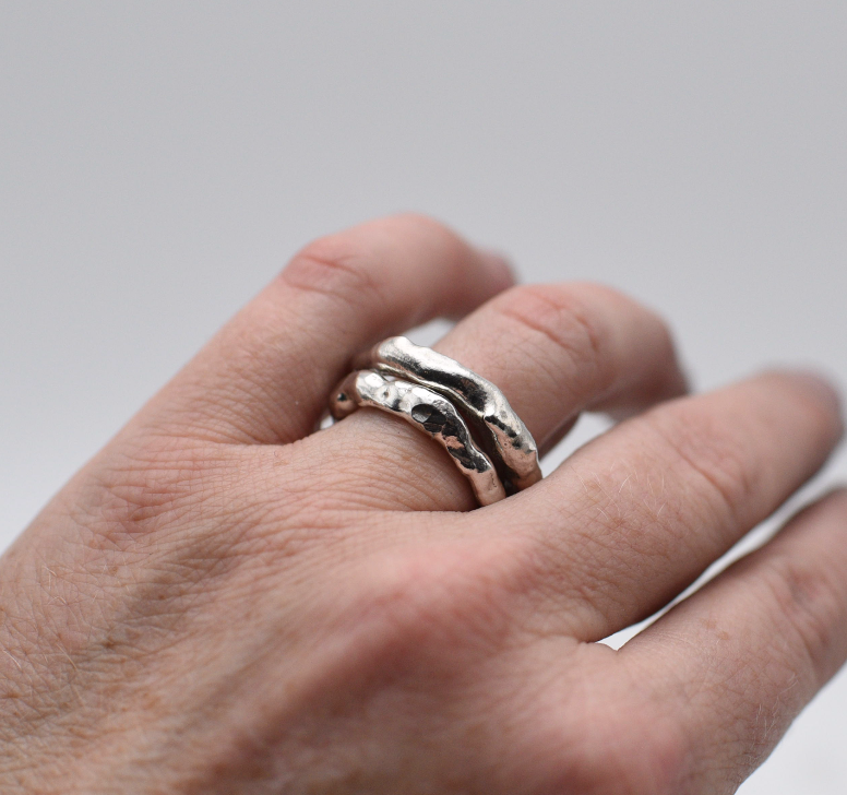 Hand cast sterling ring multiple sizes.