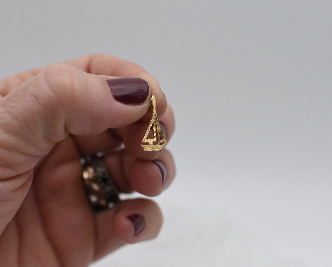 14k gold sailboat charm