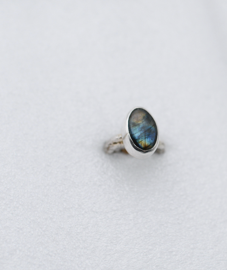 Labradorite hand cast ring. Size 7