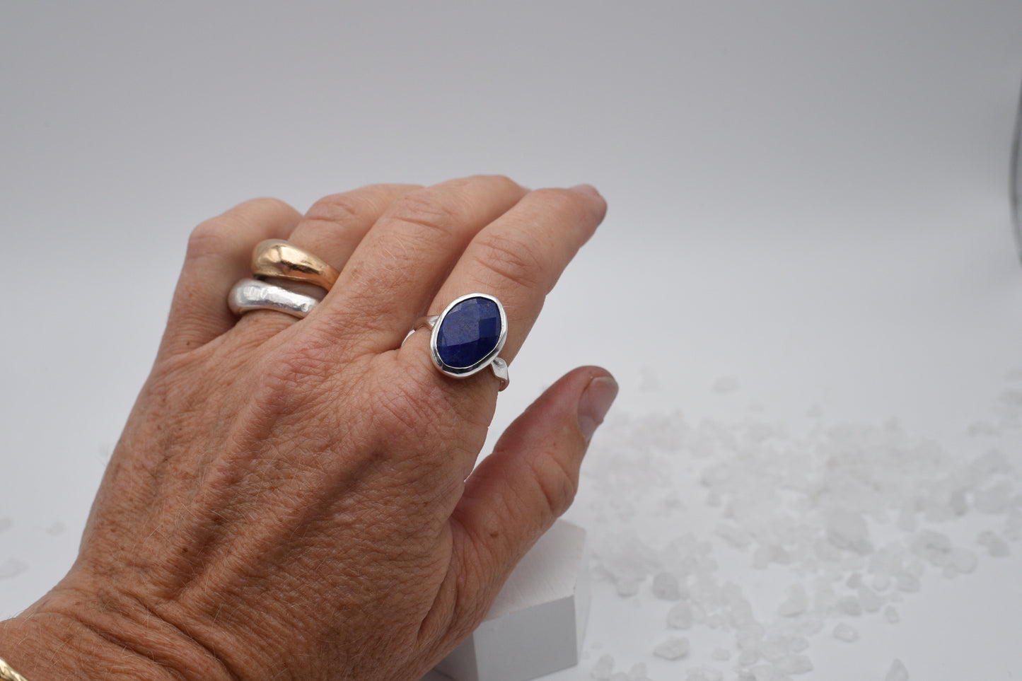 blue lapis and sterling ring size 8