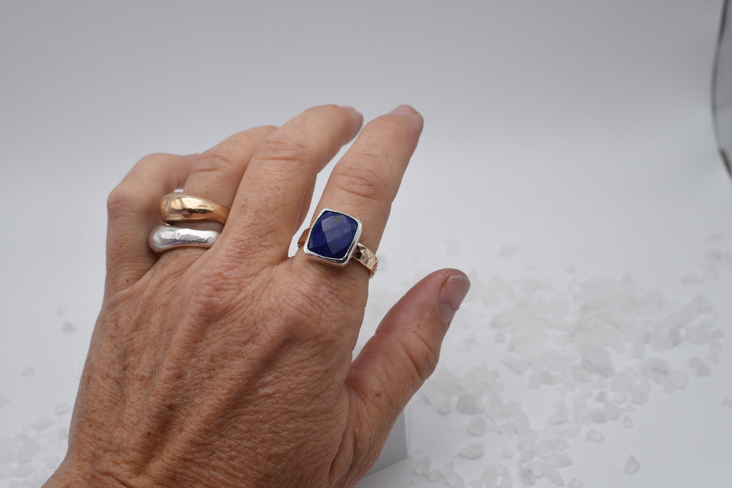 Lapis and mixed metal ring size 8