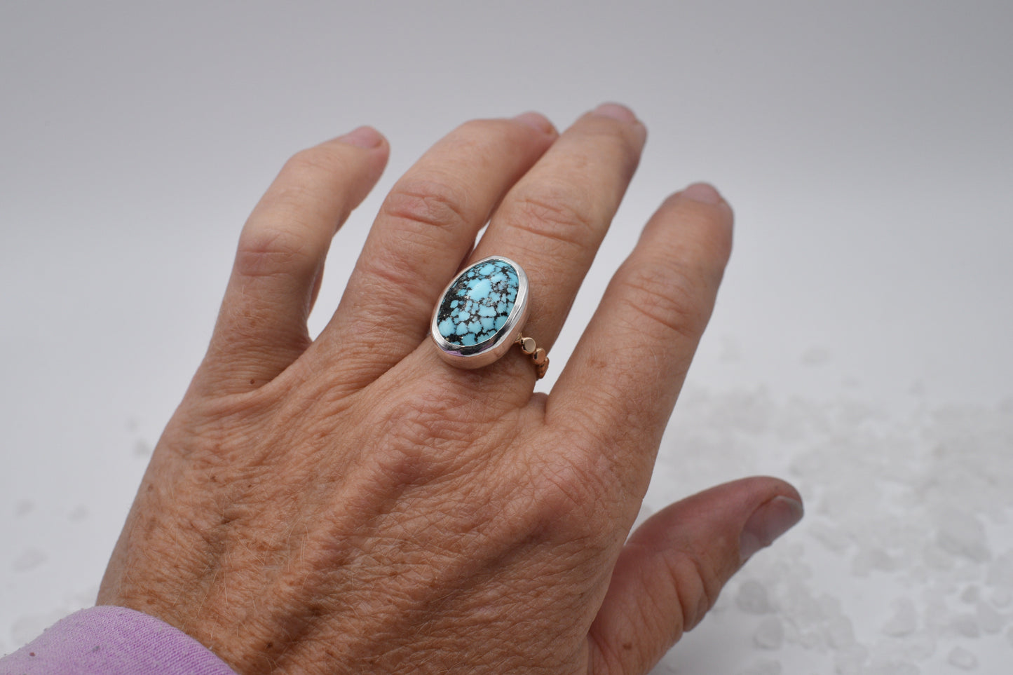 turquoise and mixed metal ring size 6