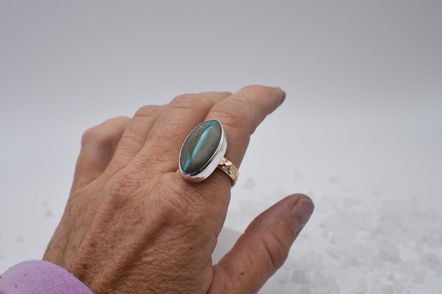turquoise ring in mixed metal size 8