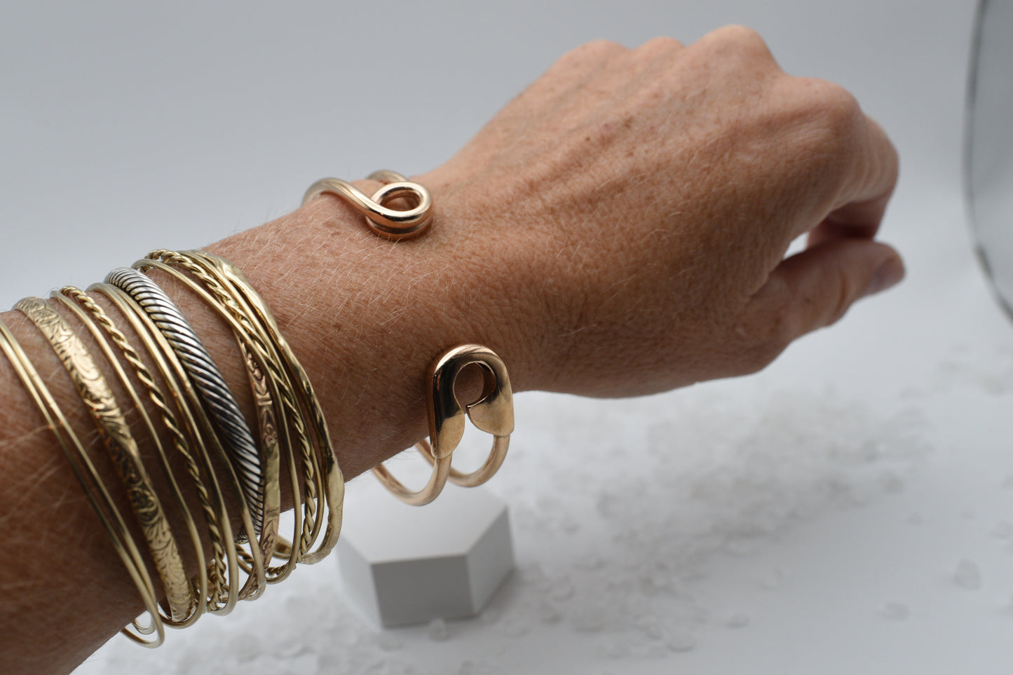 Safety Pin Bronze Cuff