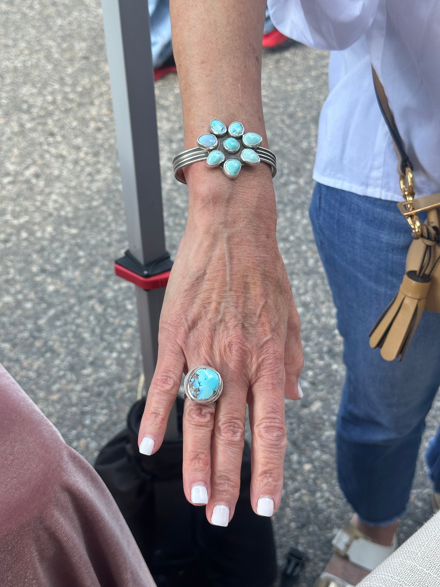 Turquoise blossom cuff