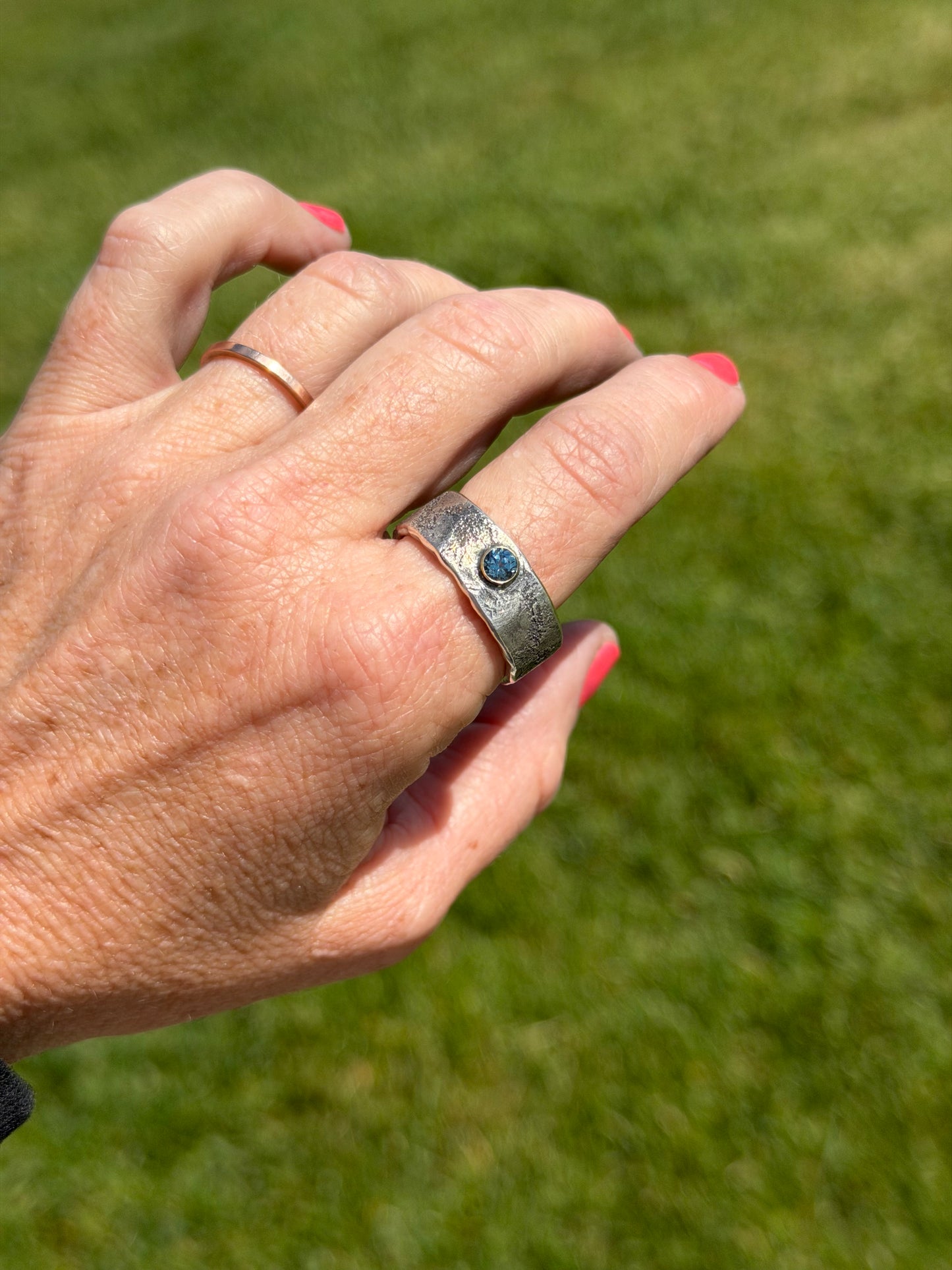 Montana Sapphire 14k and sterling. Size 10.5