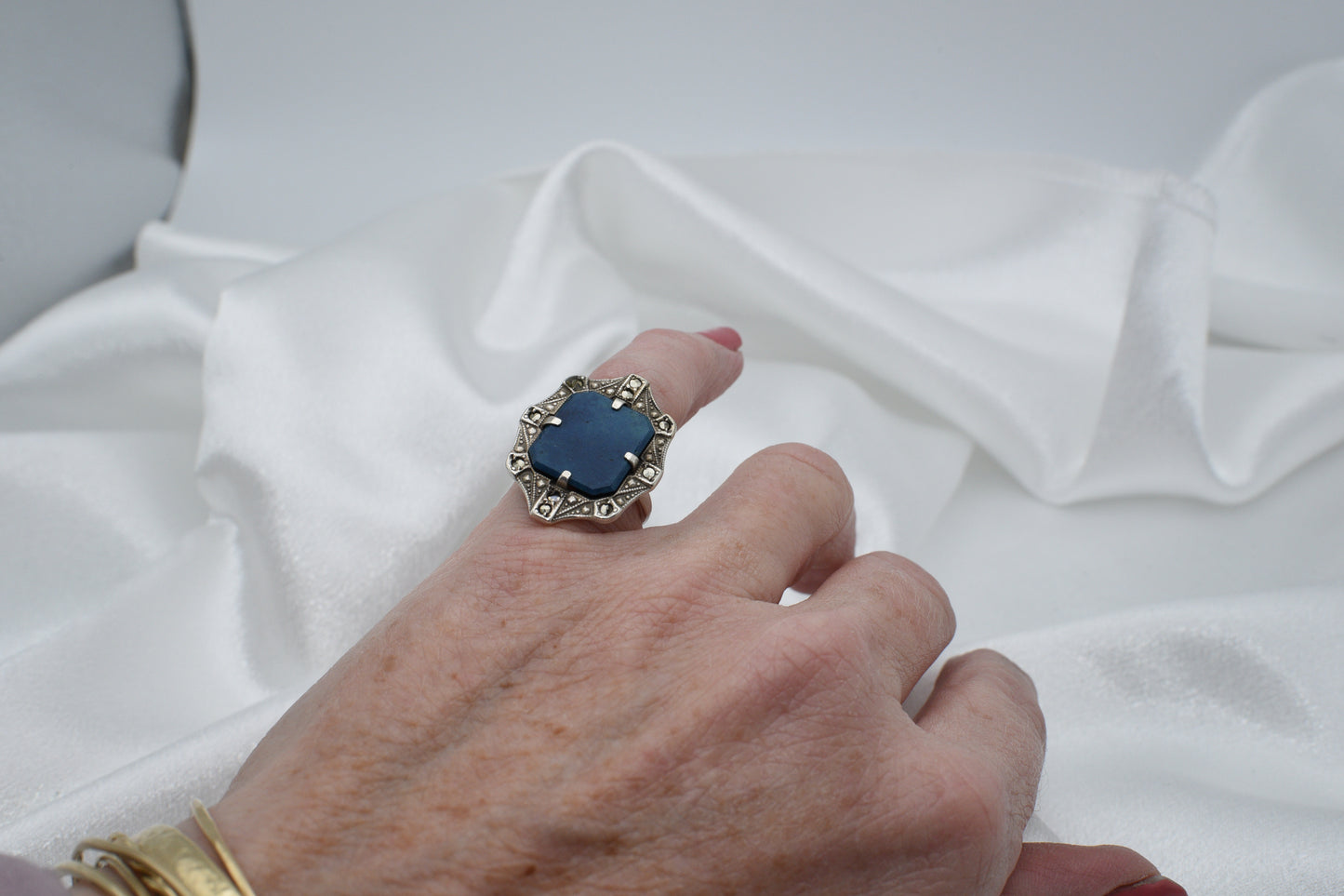 Lapis and Sterling vintage ring size 3