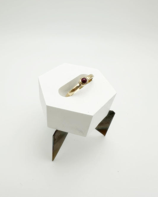 14k yellow gold ruby ring.