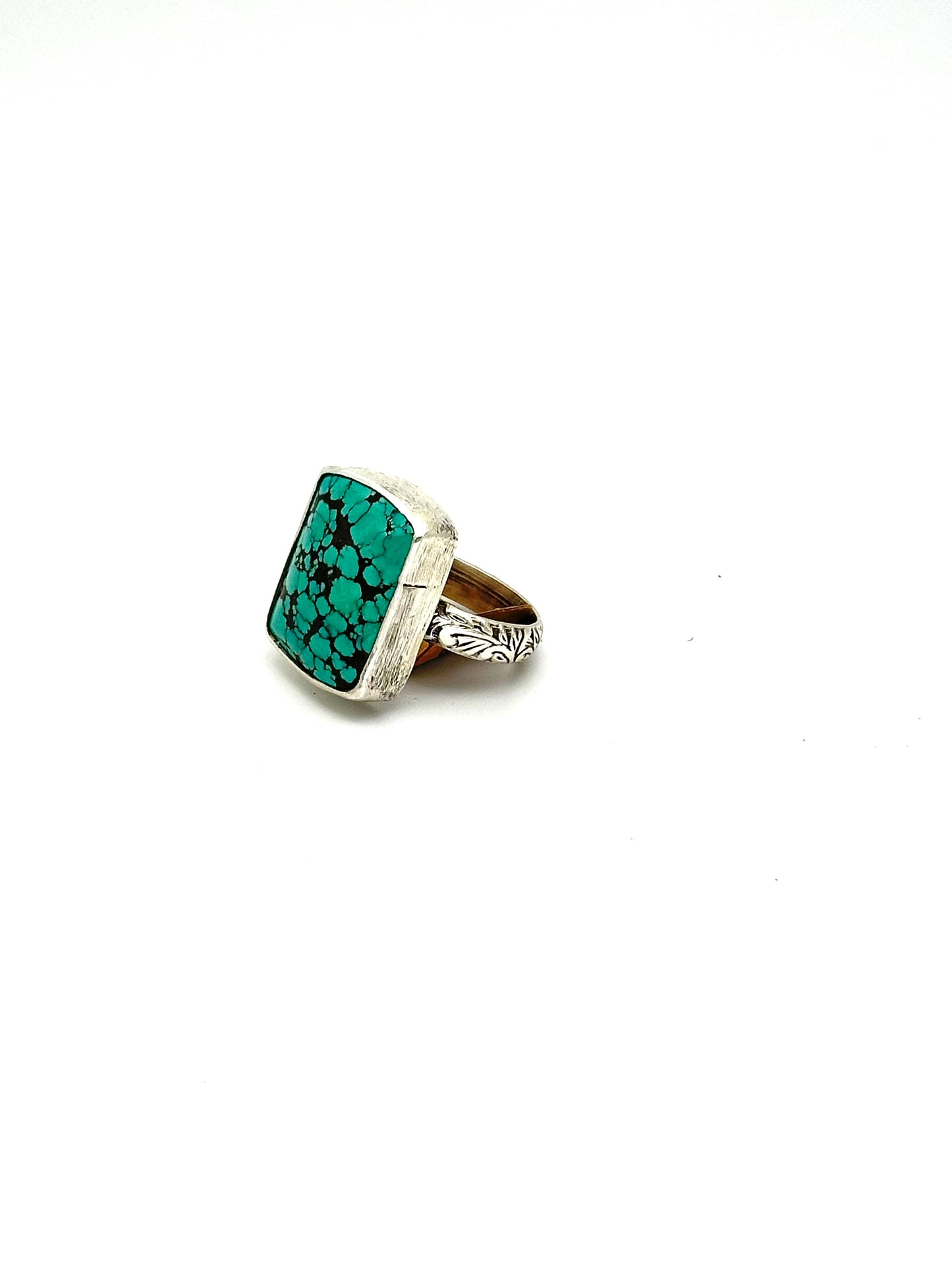 Barrel turquoise and floral band size 7