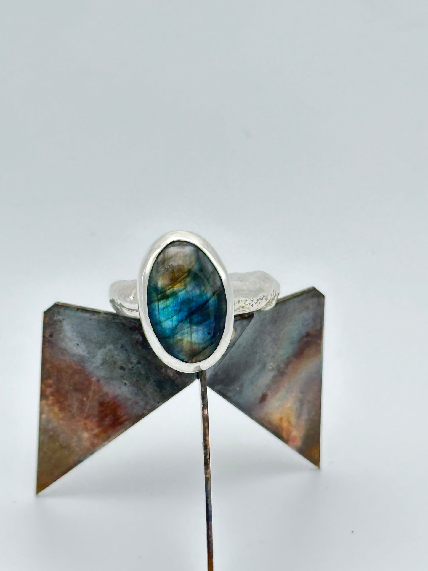 Labradorite hand cast ring. Size 7