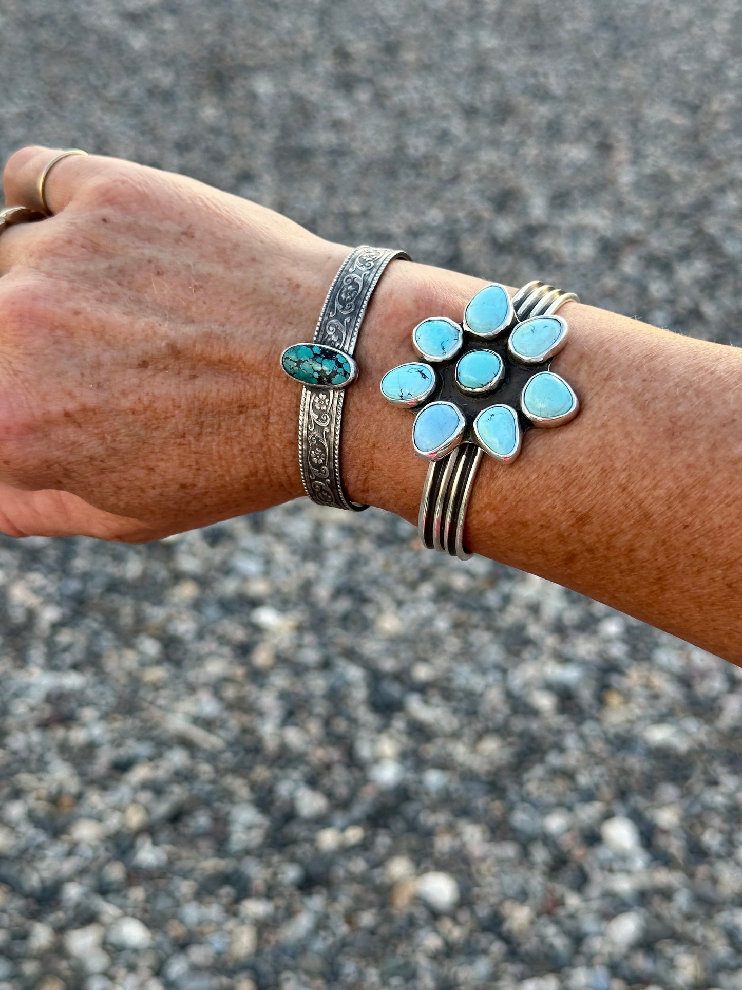 Turquoise blossom cuff