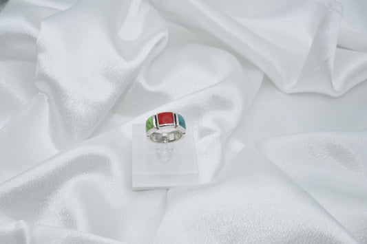 3 stone inlay vintage ring size 5.5