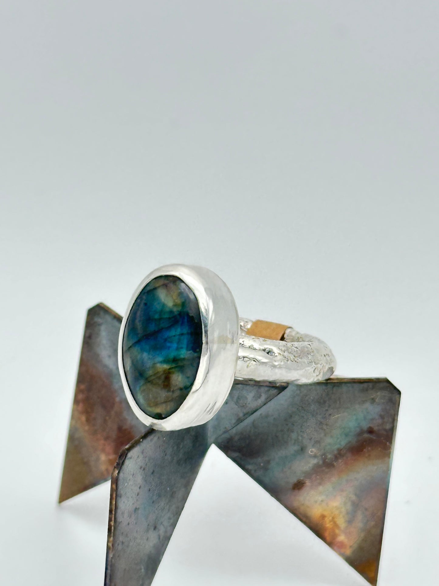 Labradorite hand cast ring. Size 7