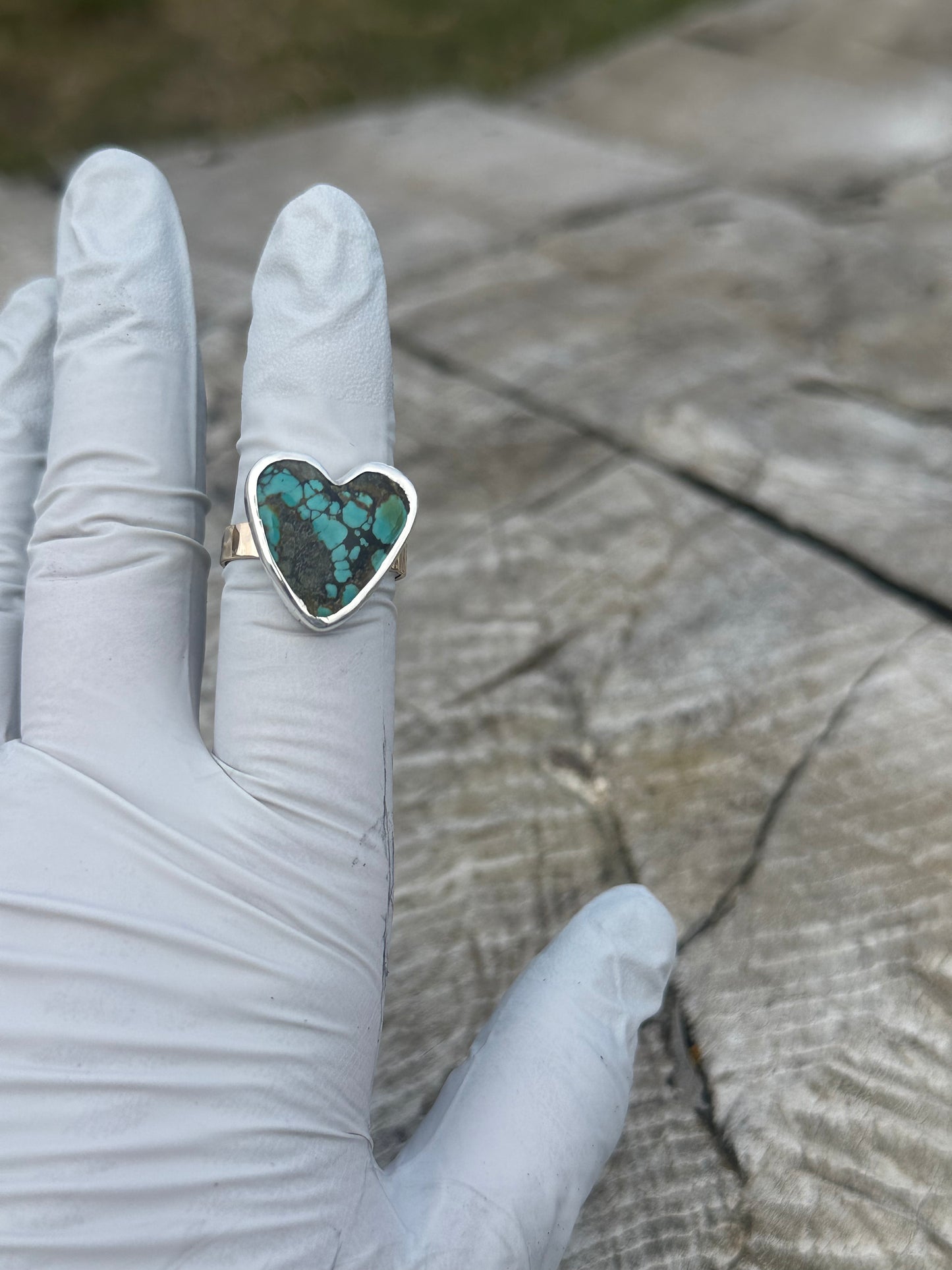 Turquoise heart size 7