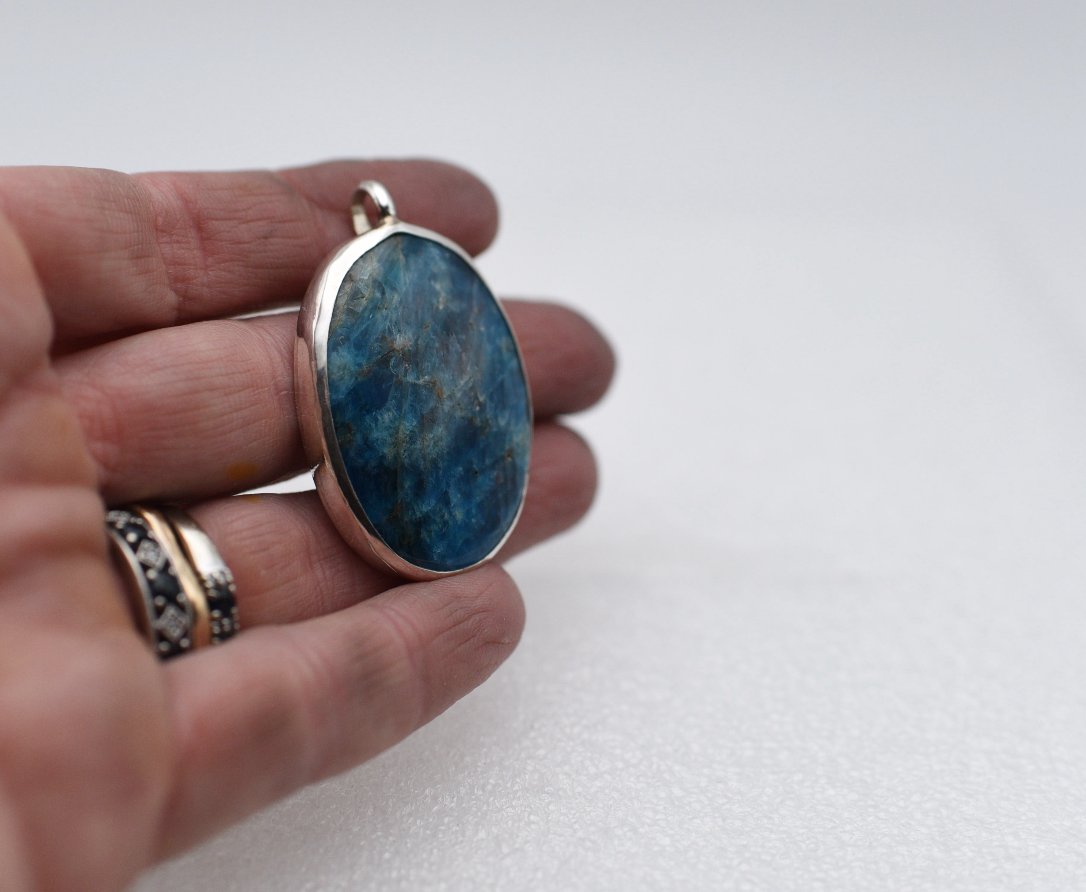 Large Blue Apatite pendant