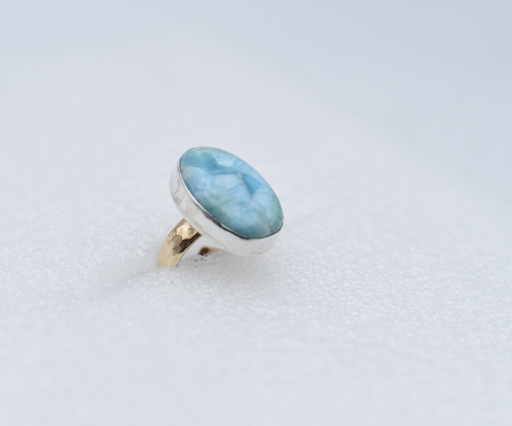 Larimar ring on mixed metals size 9