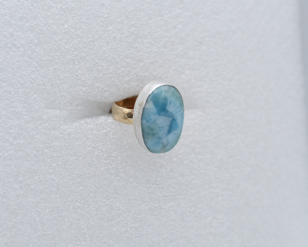 Larimar ring on mixed metals size 9