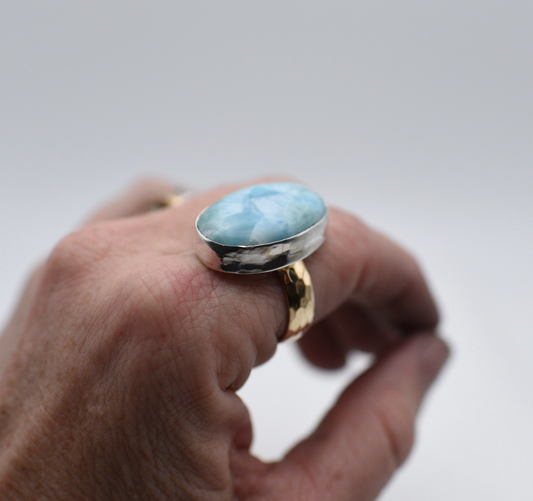 Larimar ring on mixed metals size 9