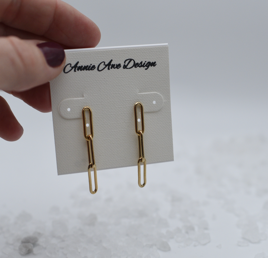 gold link earrings