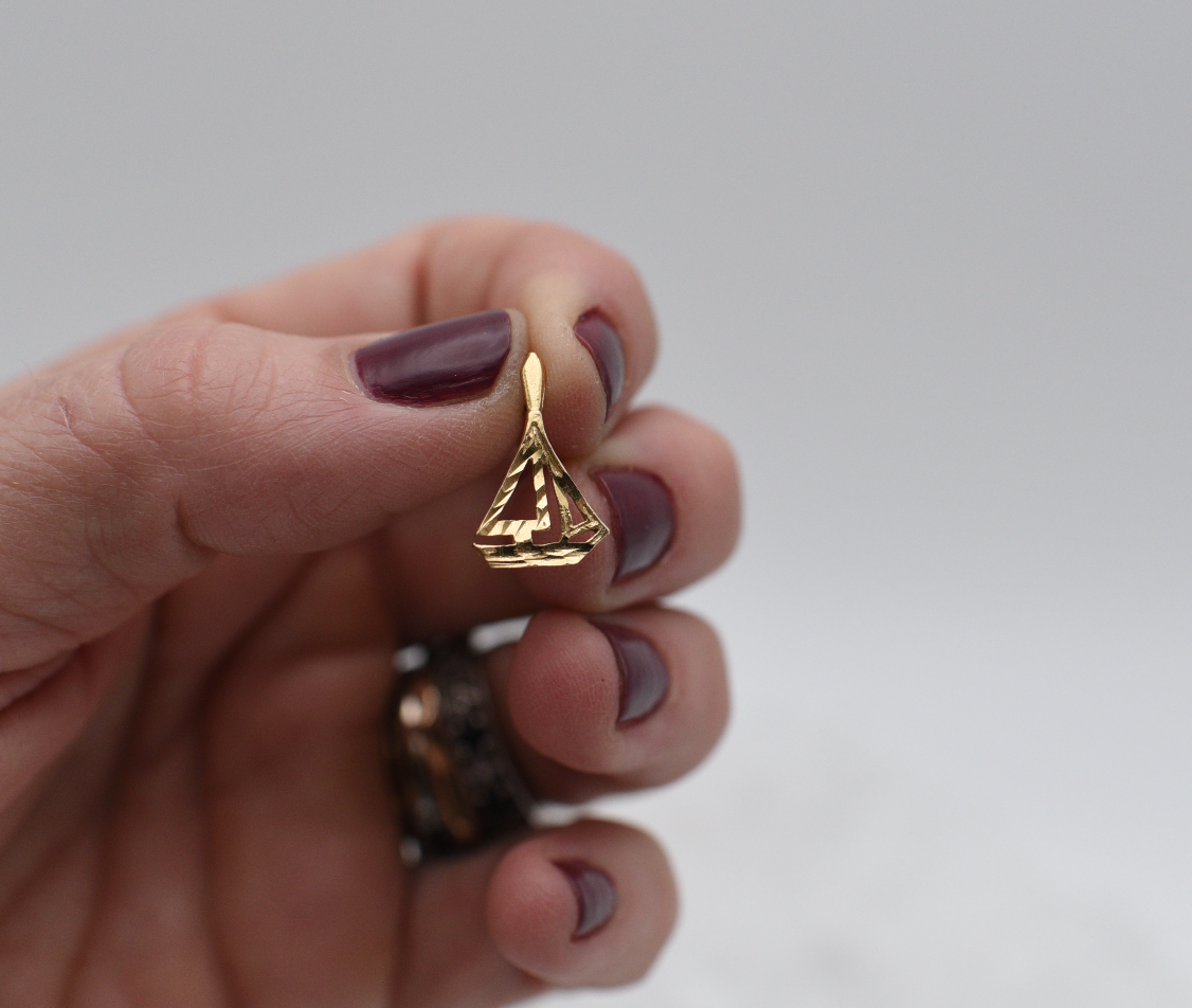 14k gold sailboat charm