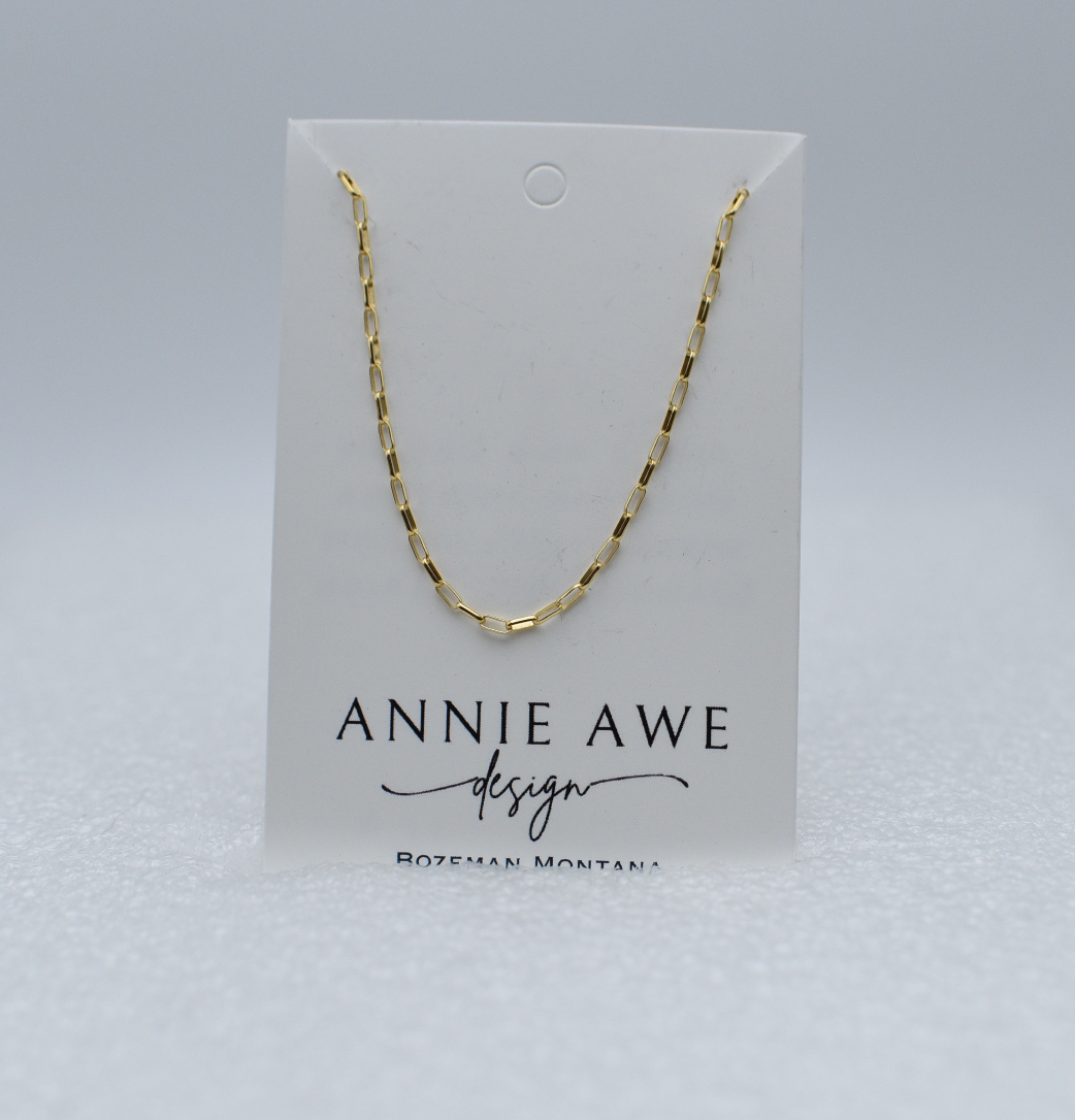 1.3mm gold box chain 16" and 18"