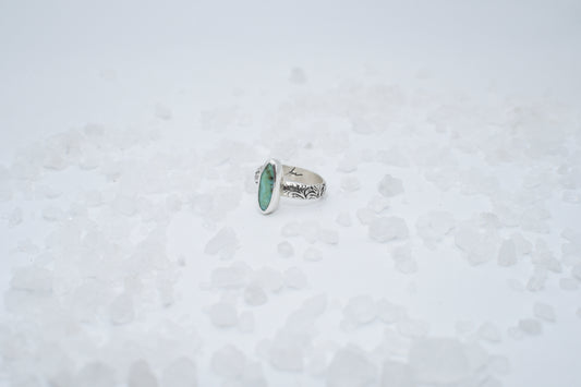 Turquoise on floral silver band size 6