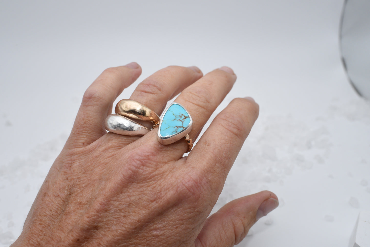 Turquoise ring with mixed metal size 6