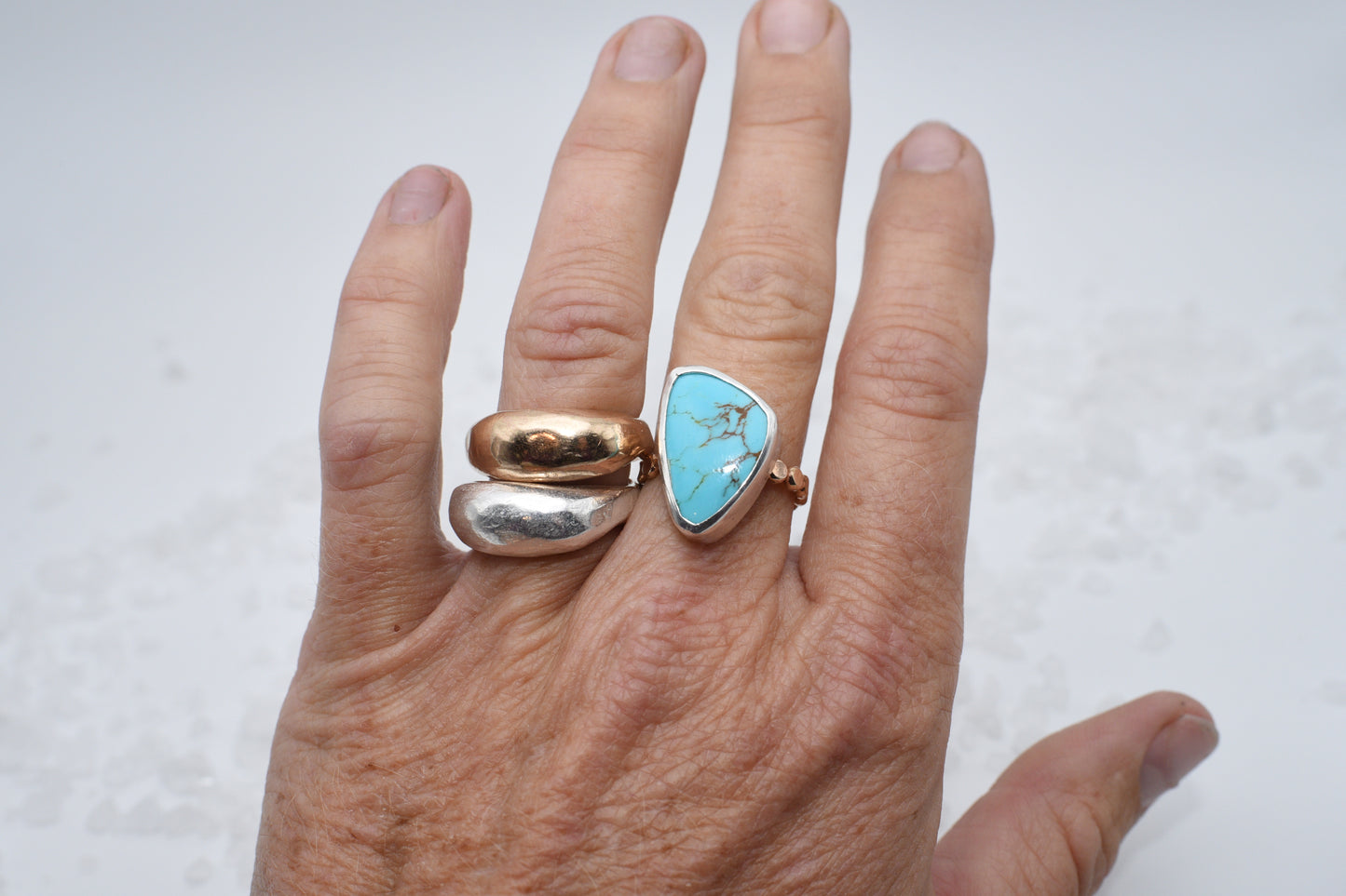 Turquoise ring with mixed metal size 6