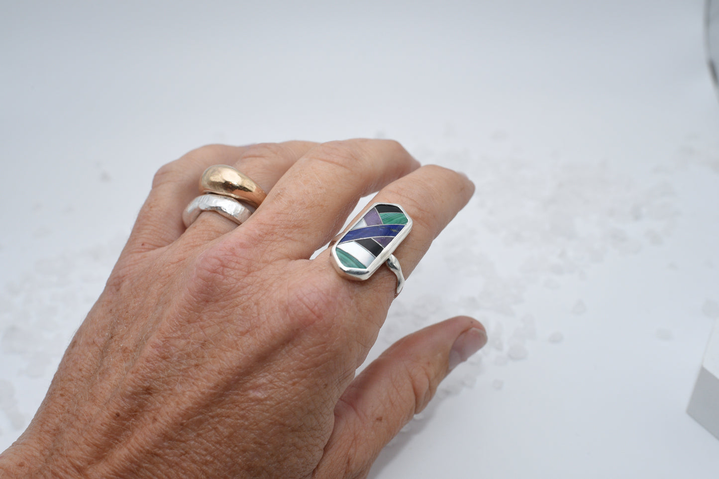 inlay ring with mixed metal size 7