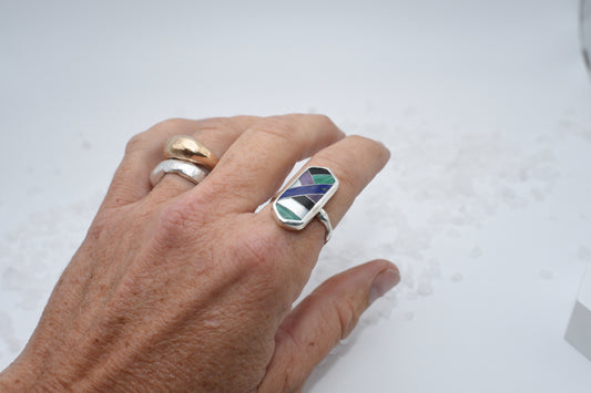 inlay ring with mixed metal size 7