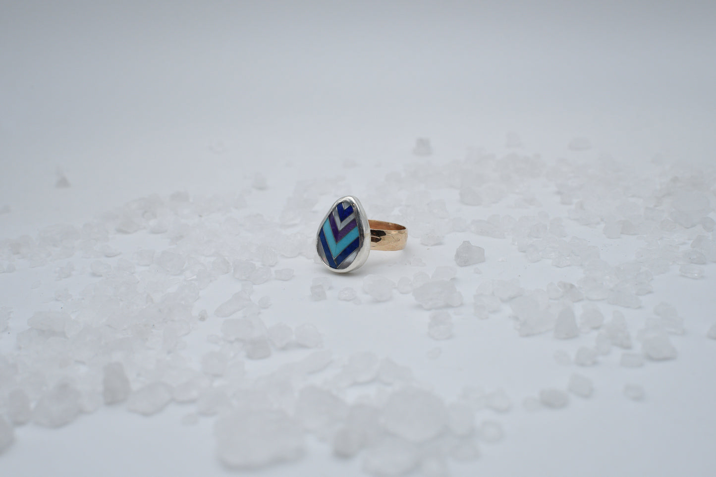 Inlay and mixed metal ring. size 9