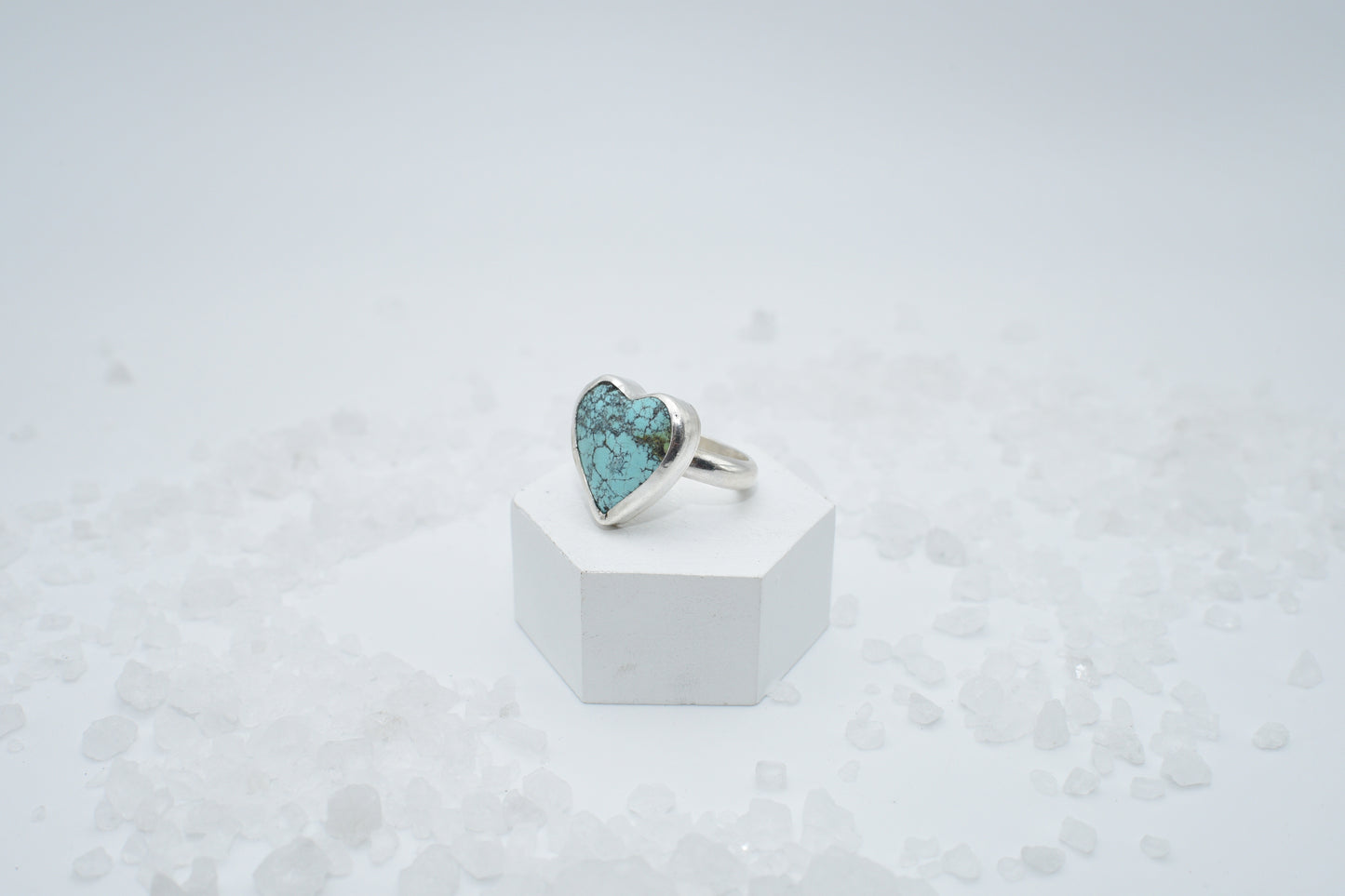 heart turquoise in sterling silver size 8