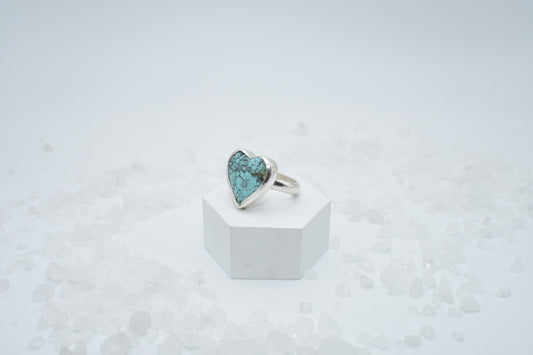 heart turquoise in sterling silver size 8