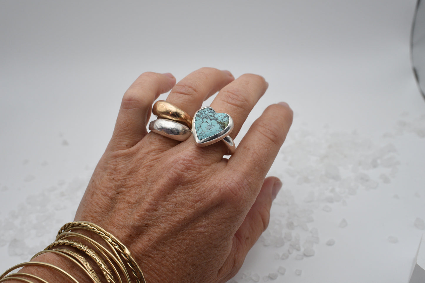 heart turquoise in sterling silver size 8