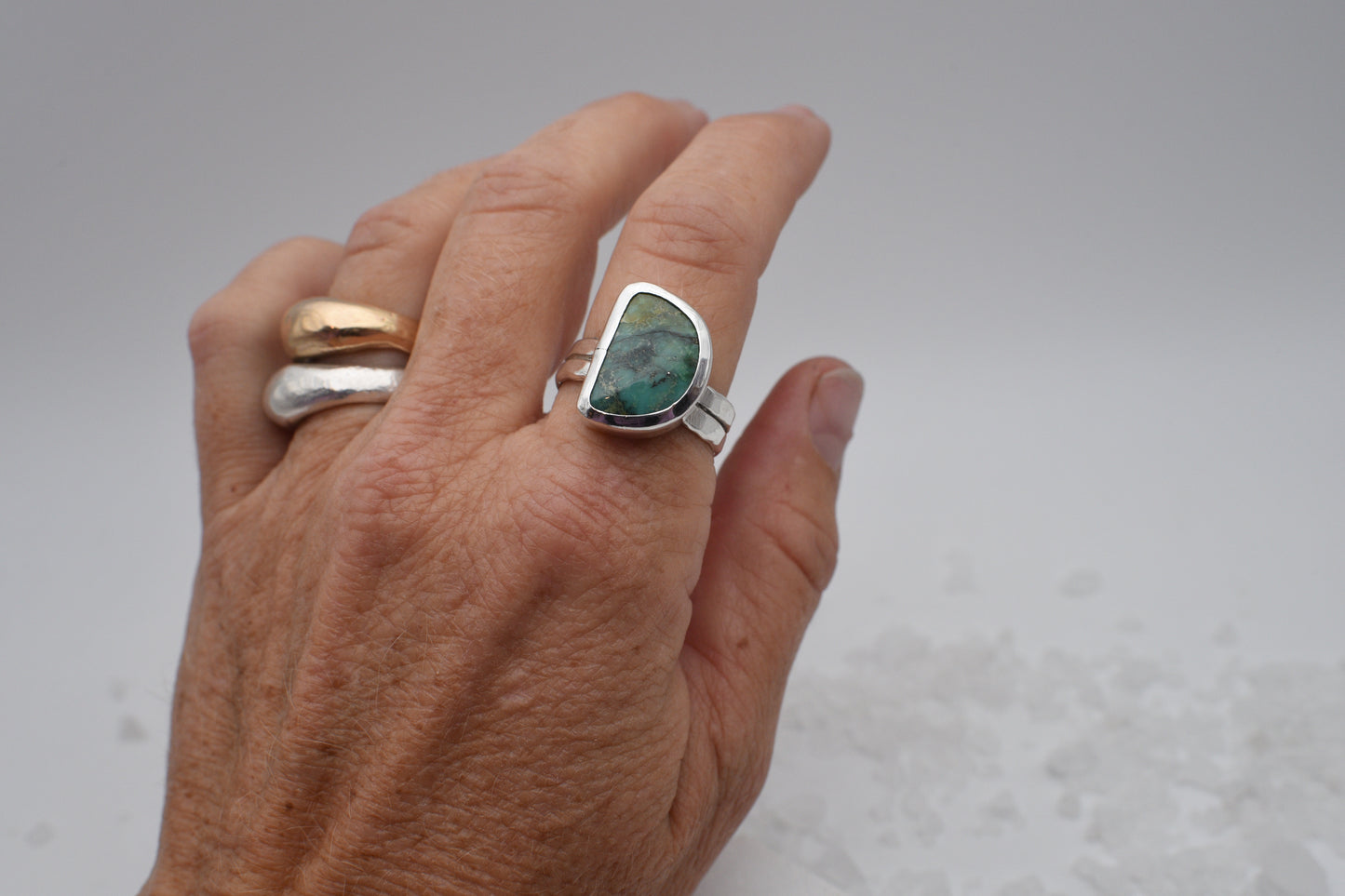 half moon turquoise in sterling silver size 9.25