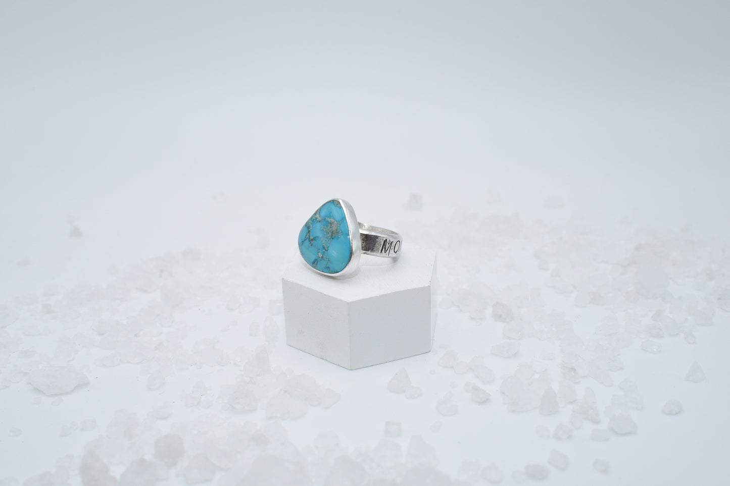 Turquoise ring with Montana band. size 8.5