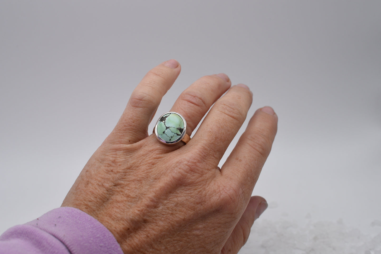 turquoise ring in mixed metal size 6