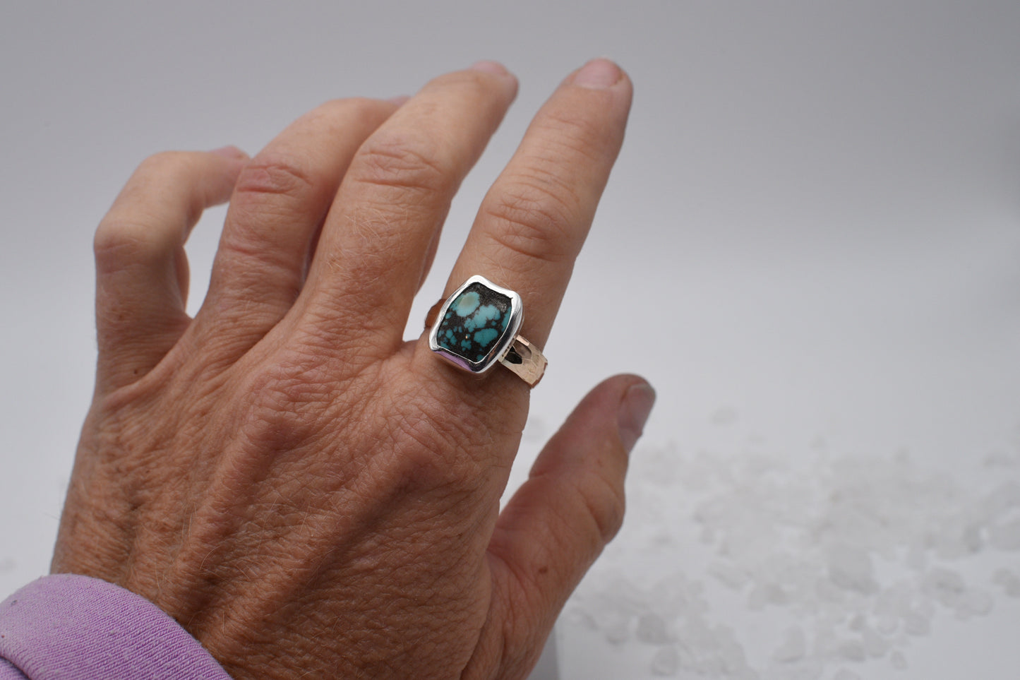 Turquoise in mixed metal size 6