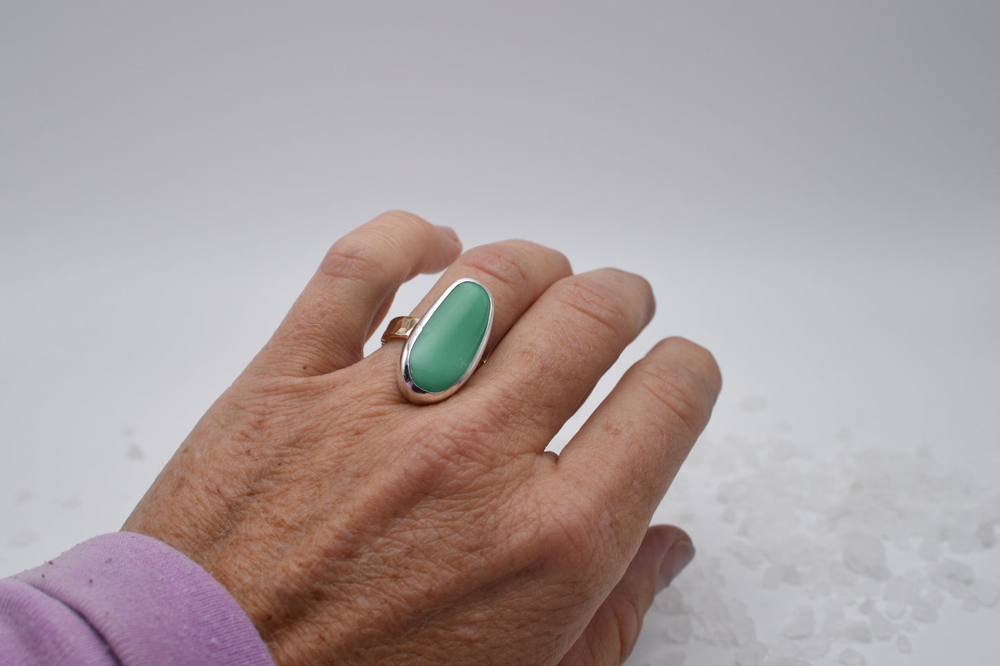 turquoise stone in mixed metal size 9