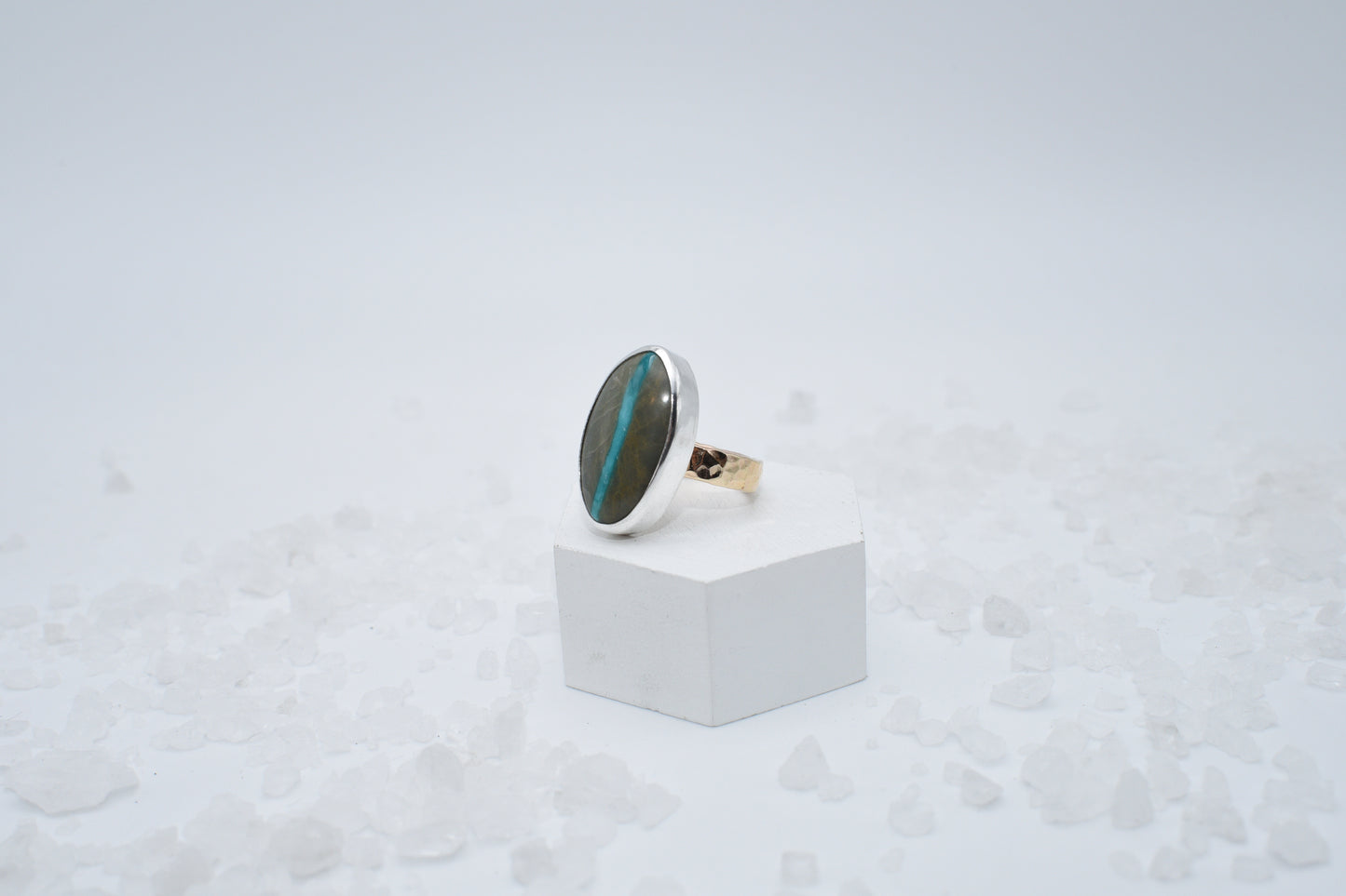 turquoise ring in mixed metal size 8