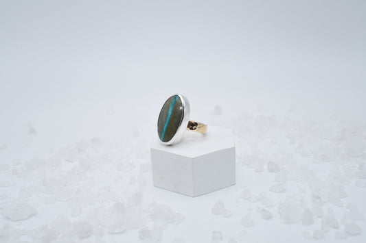 turquoise ring in mixed metal size 8
