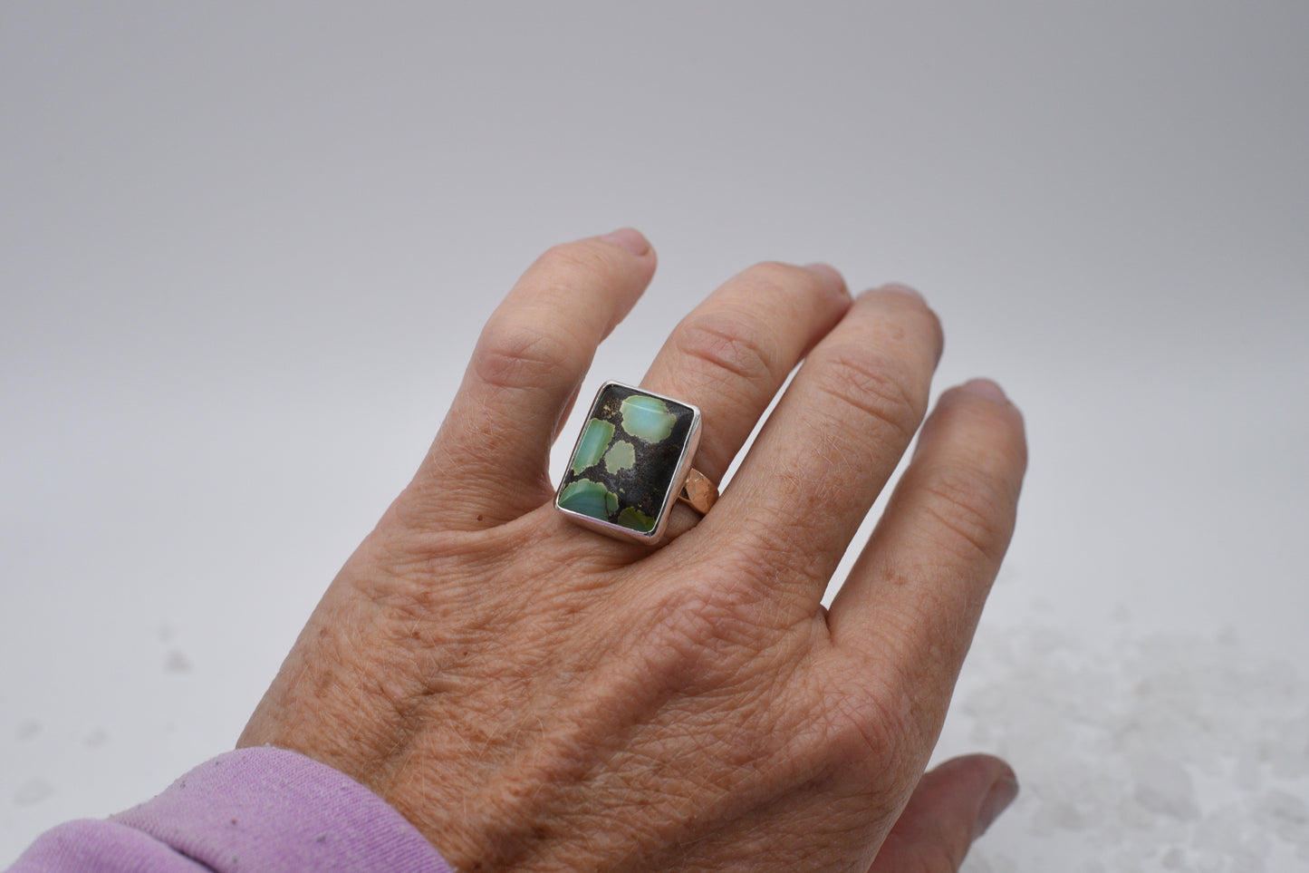 turquoise and mixed metal ring size 6