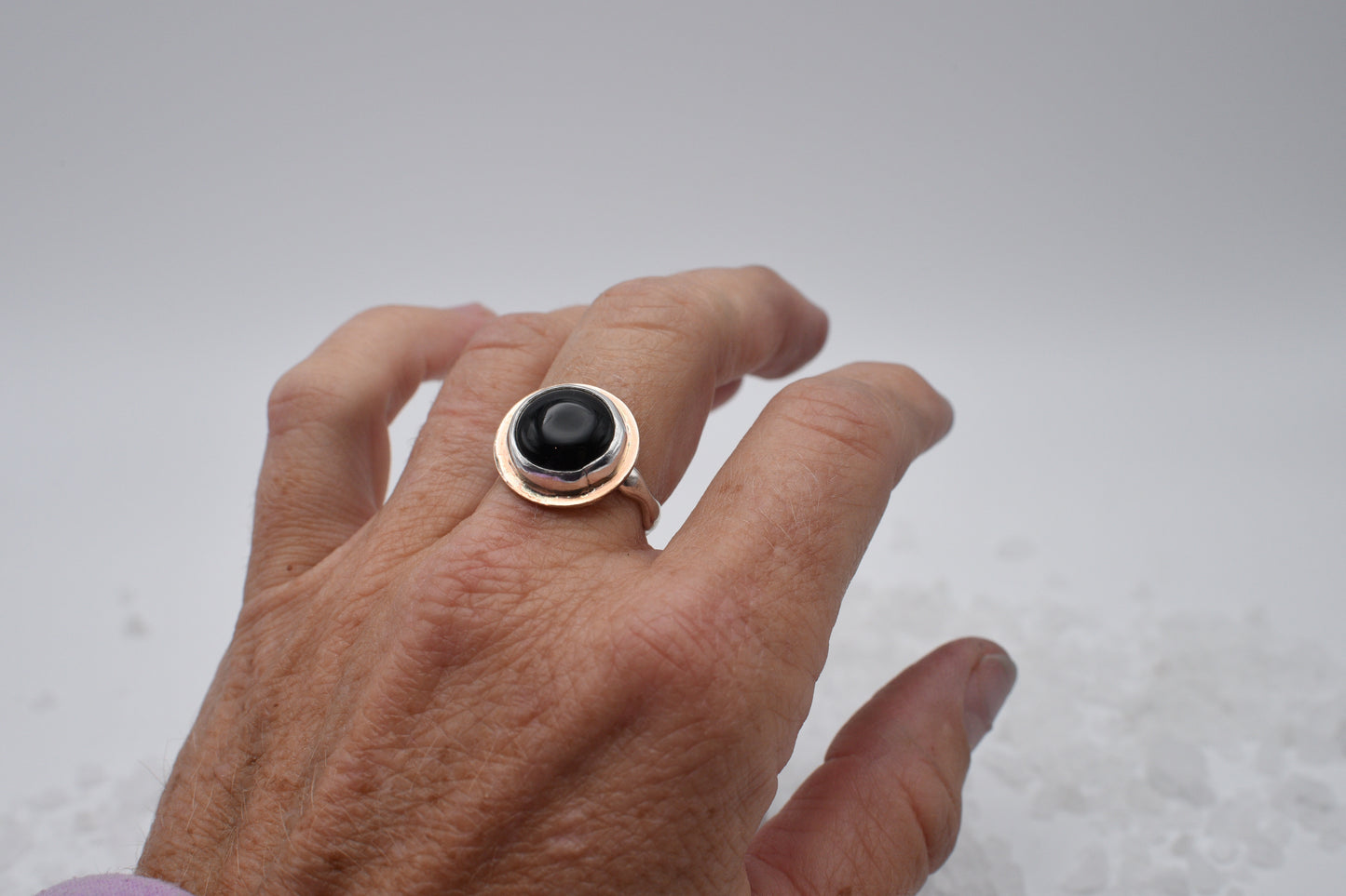 onyx and mixed metal ring size 7