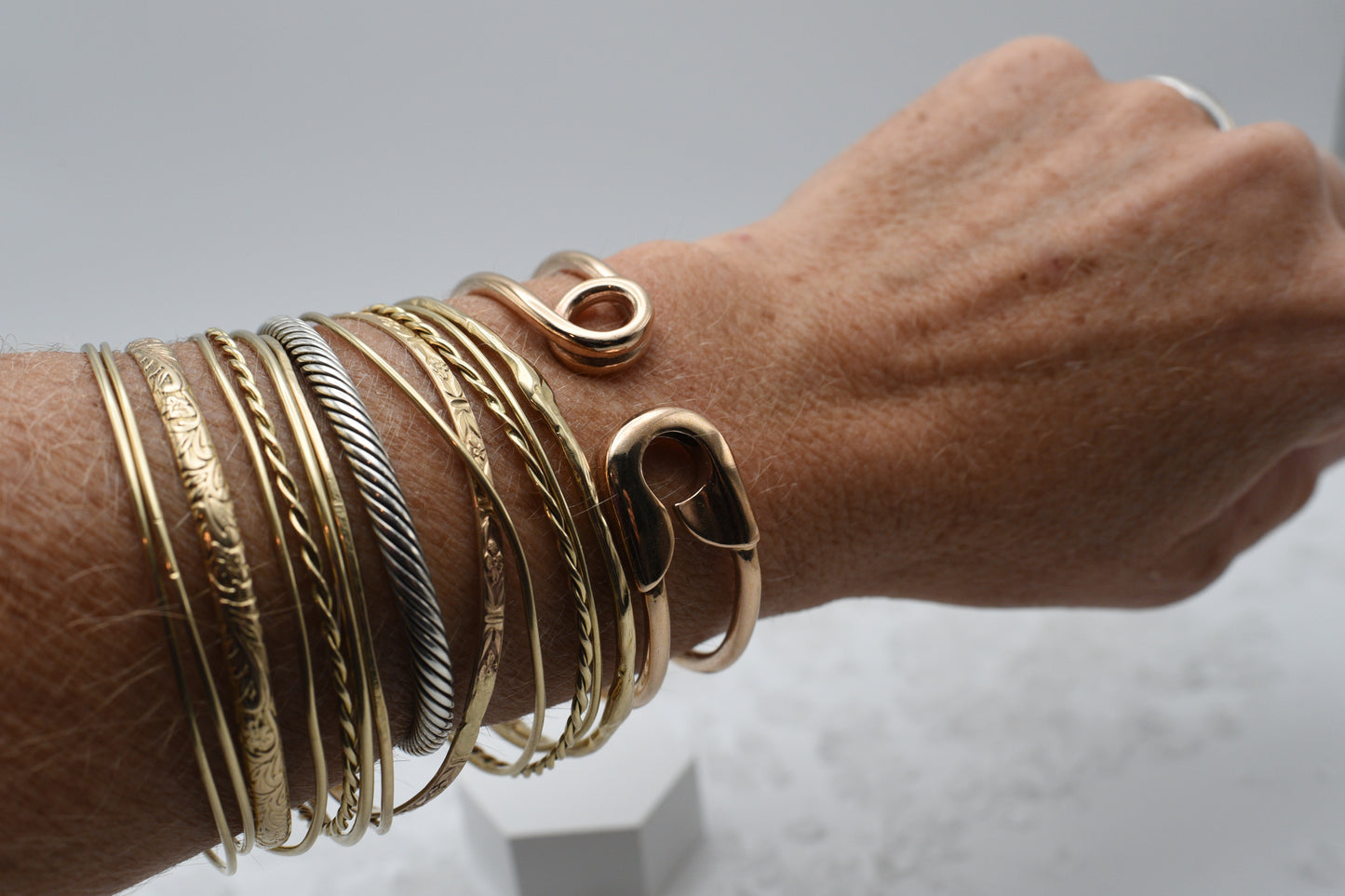 Safety Pin Bronze Cuff