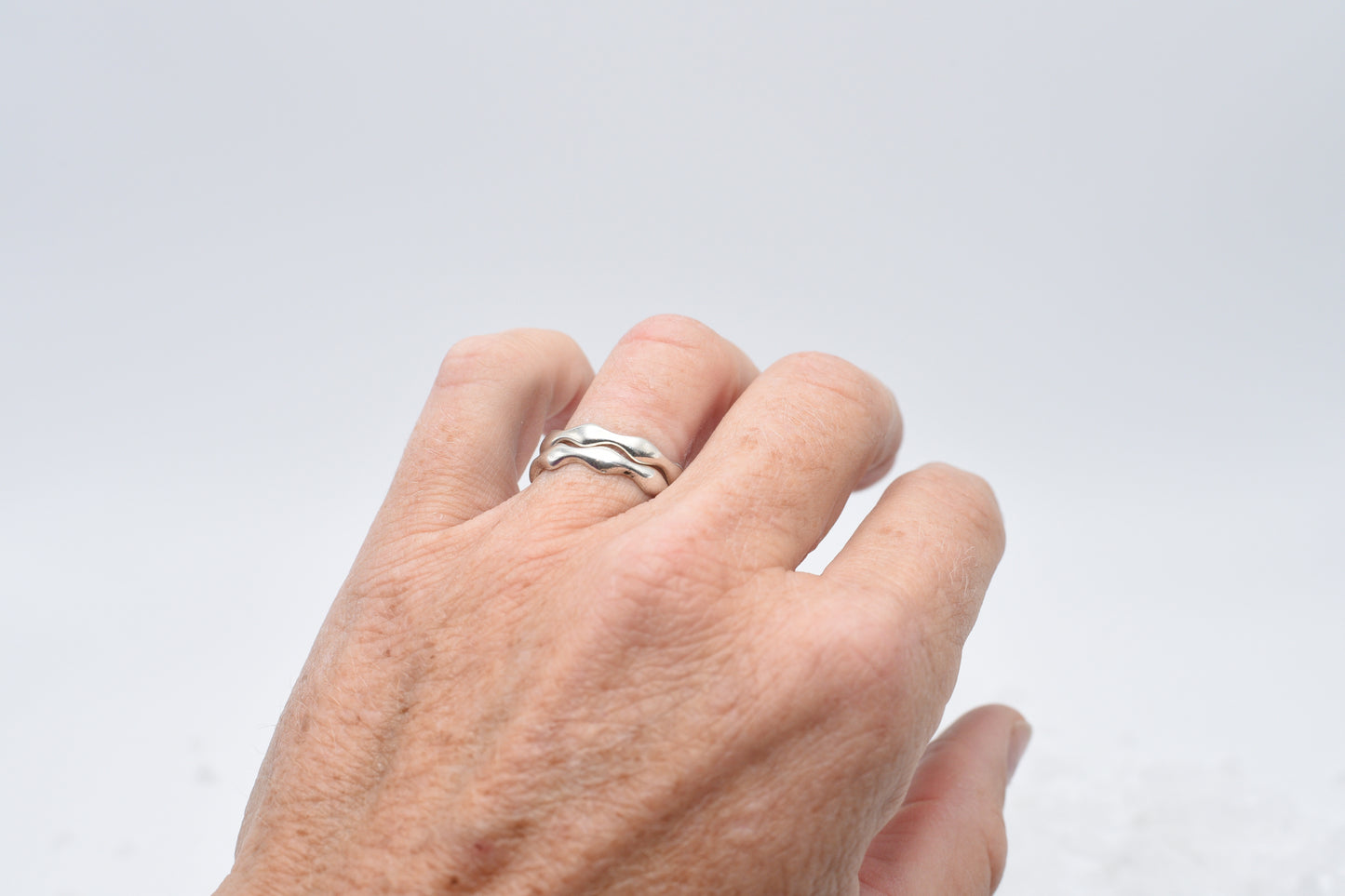 Wavy sterling silver stacker