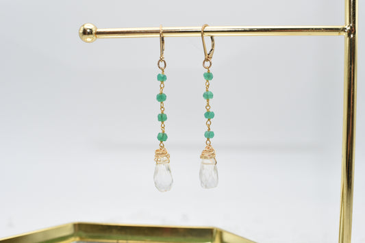 Beaded chain and crystal earrings