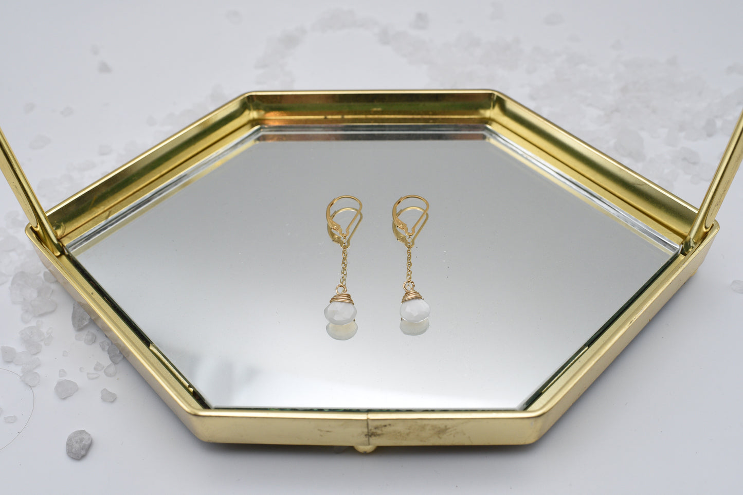 Moonstone and gold earrings