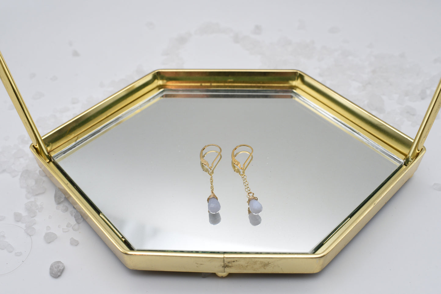 Chalcedony and gold earrings