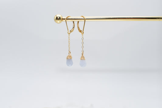 Chalcedony and gold earrings